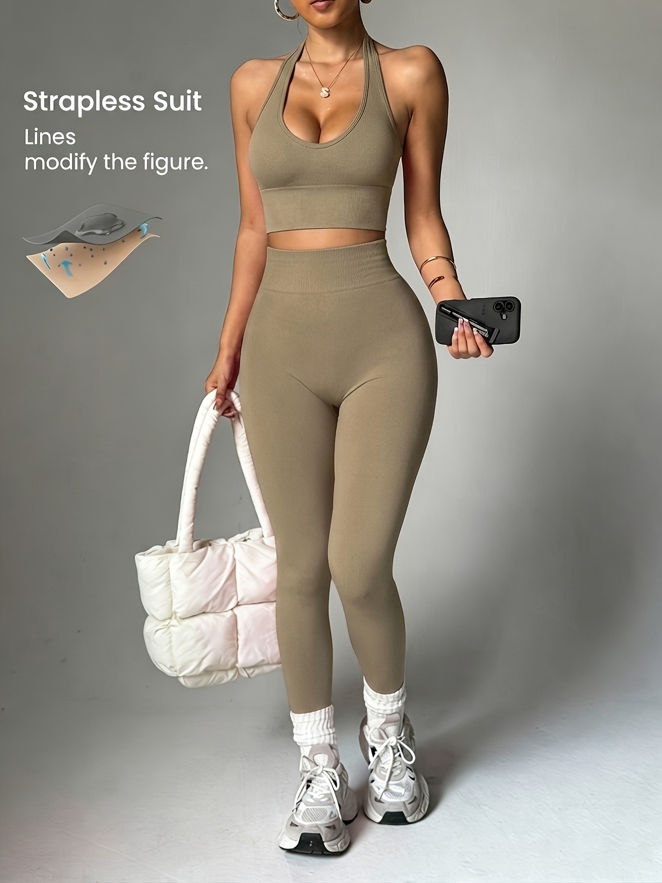 Halter Neck Top - طقم ملابس رياضية نسائية عصري متعدد