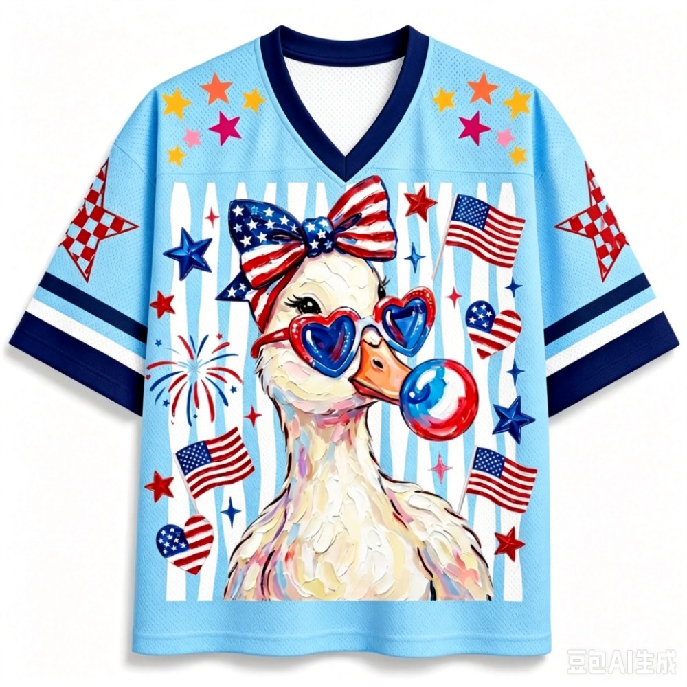 Summer Duck Clothing - تي شيرت رياضي فضفاض برقبة على
