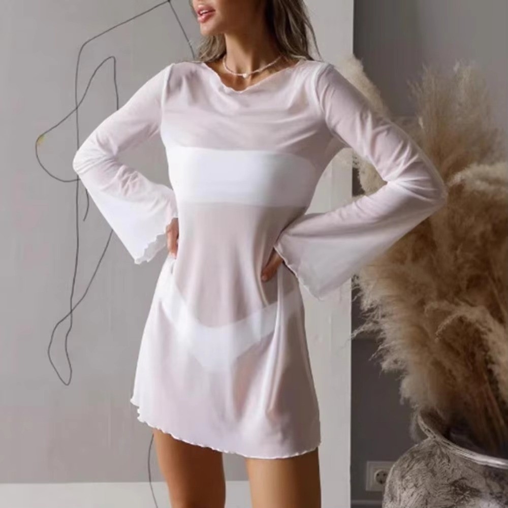 فستان صيفي شفاف من الشبك لتغطي - مراجعة Swim Cover Up Mesh وسعره