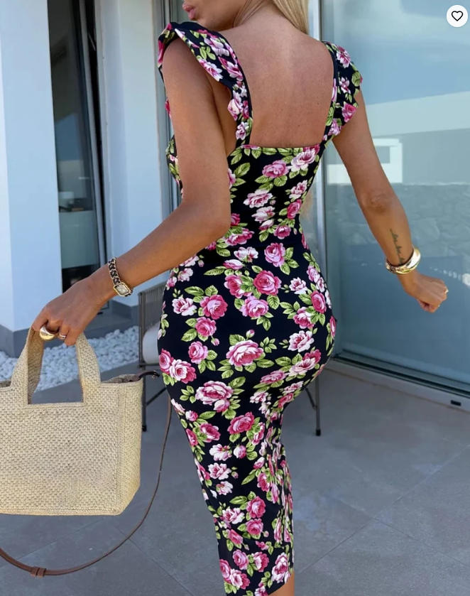 فستان نسائي ميدي مزخرف بالزهور - مراجعة Sundress Midi Floral وسعره