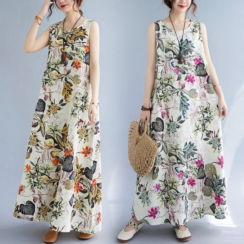 فستان صيفي من القطن والكتان بط - مراجعة Sundress Midi Floral وسعره