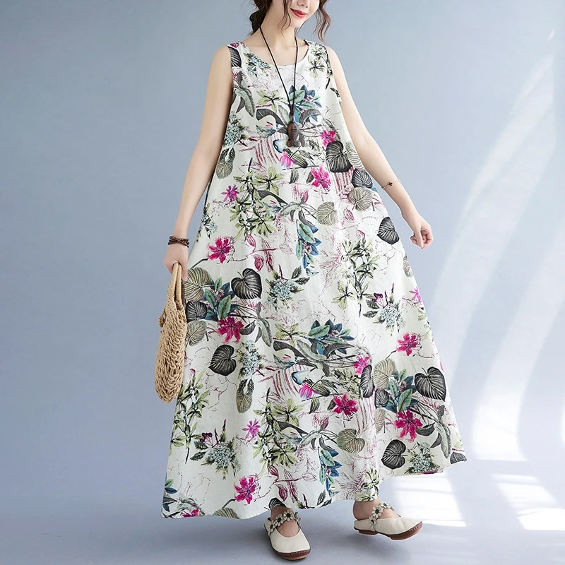 فستان صيفي من القطن والكتان بط - مراجعة Sundress Midi Floral وسعره