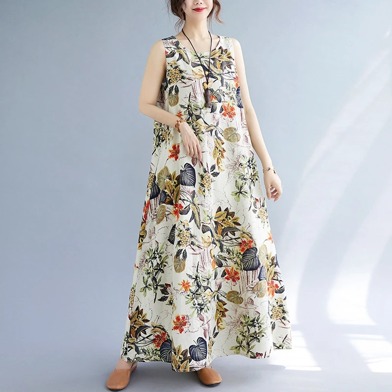 فستان صيفي من القطن والكتان بط - مراجعة Sundress Midi Floral وسعره
