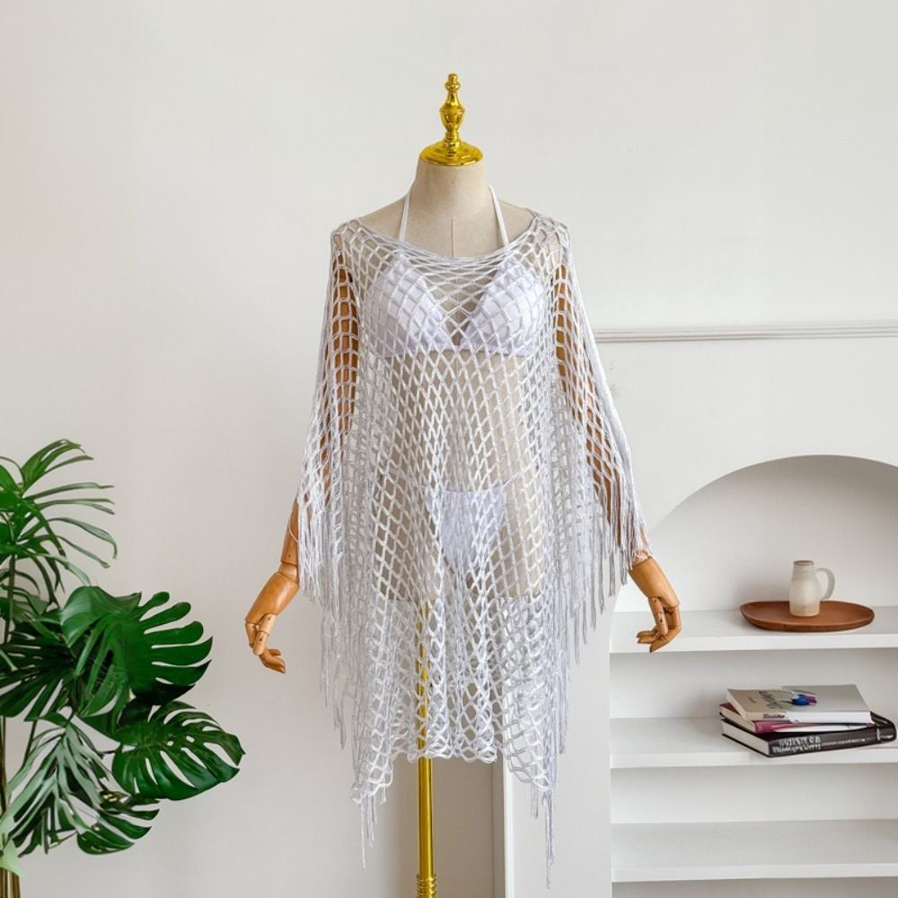 غطاء سباحة كروشيه بلون سادة بش - مراجعة Swim Cover Up Mesh وسعره
