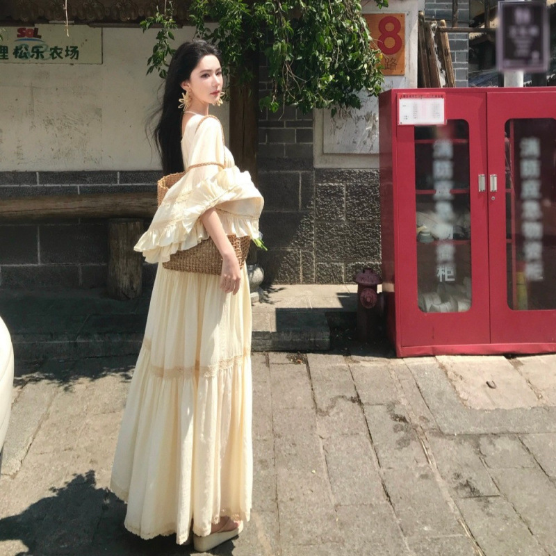 فستان جديد أنيق بياقة مربعة وأ - مراجعة Summer Clothing For Older Women وسعره