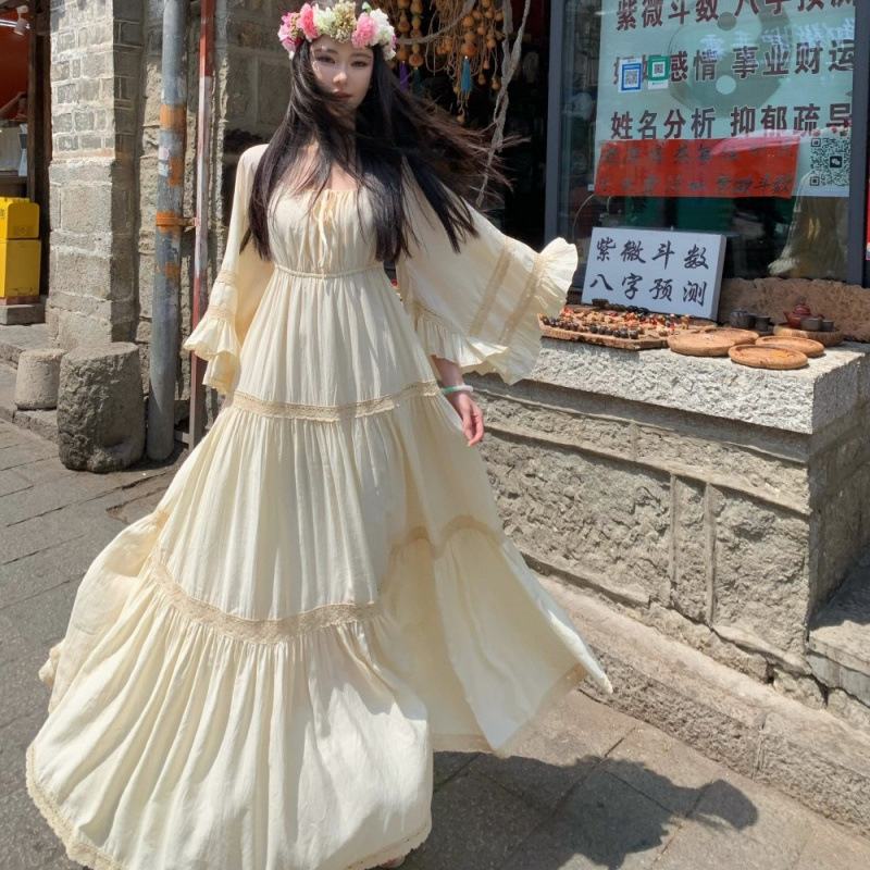 فستان جديد أنيق بياقة مربعة وأ - مراجعة Summer Clothing For Older Women وسعره