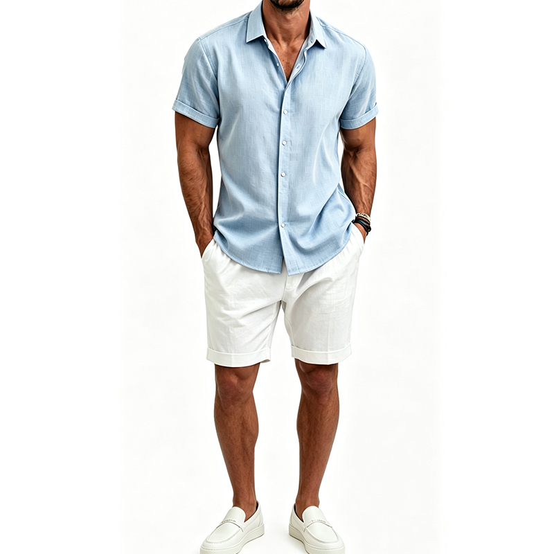 طقم قميص رجالي من القطن والكتا - مراجعة Summer Cloth وسعره