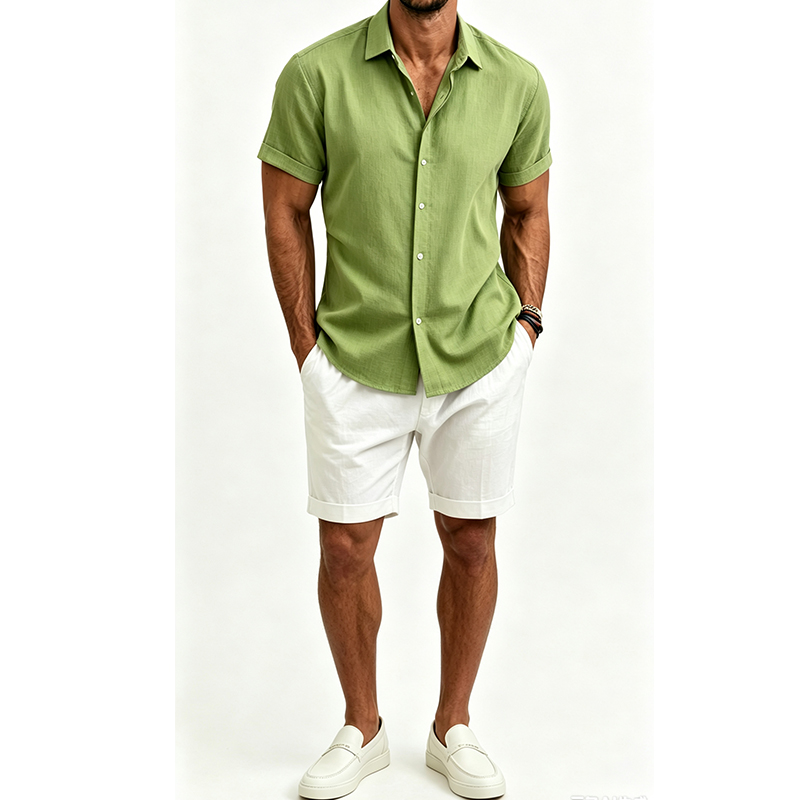 طقم قميص رجالي من القطن والكتا - مراجعة Summer Cloth وسعره